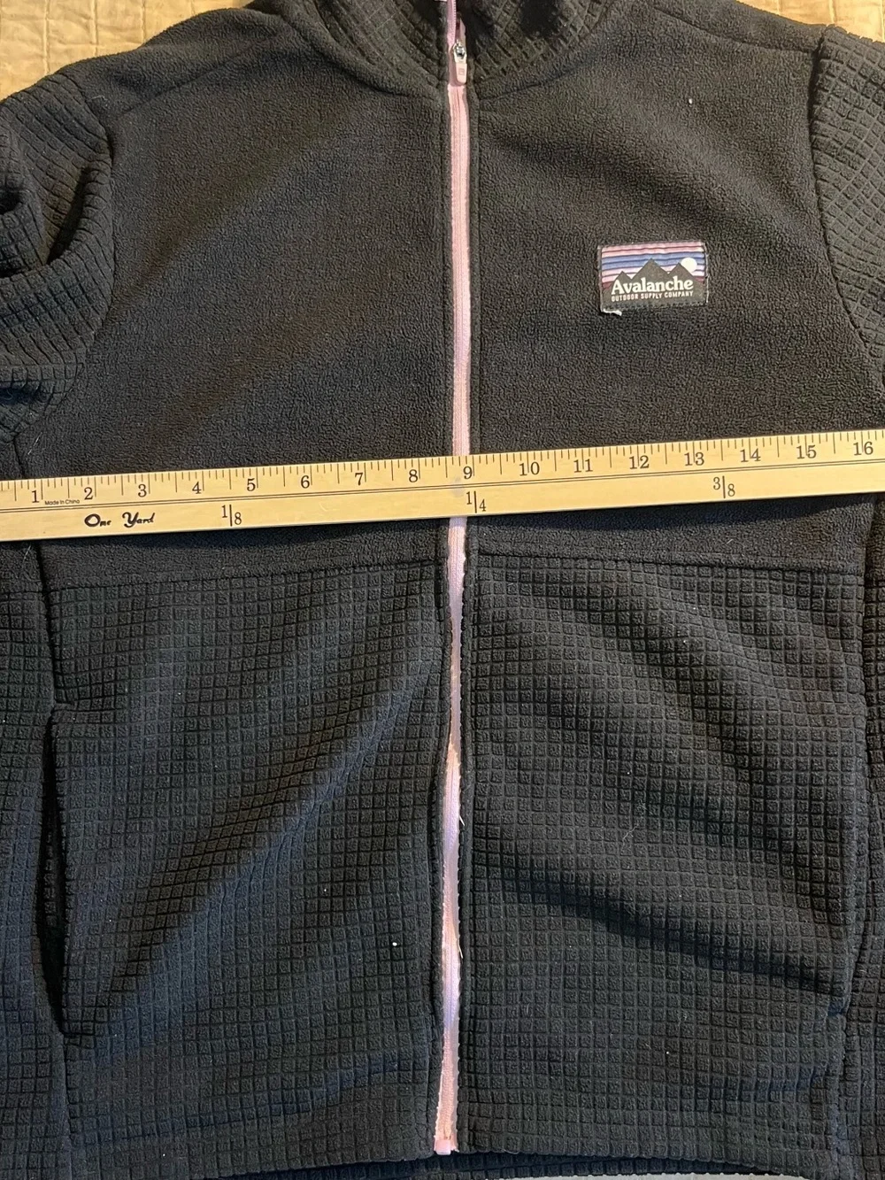 Avalanche Black Fleece Jacket with Light Purple Trim
